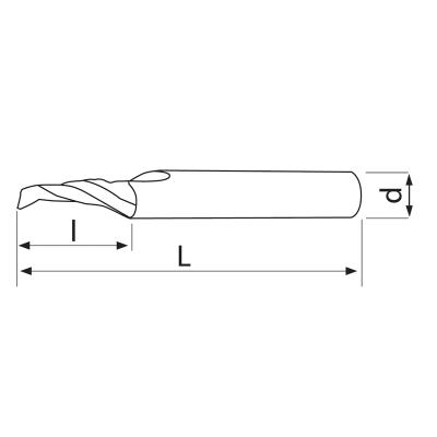 HM pinnfräser för ALU Ø4,0 K30 Typ W Helix45° Z=2/HB